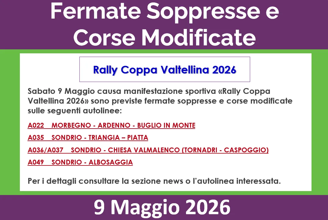 News Image MODIFICA CORSE e FERMATE SOPPRESSE